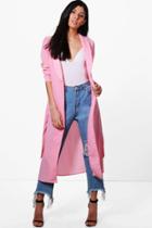 Boohoo Kate Belted Shawl Collar Duster Rose
