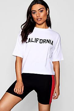 Boohoo Mia California Slogan Boxy Crop T-shirt