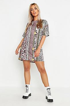 Boohoo Plus Chain Print T-shirt Dress