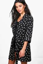 Boohoo Naomi Lip Print Robe Black