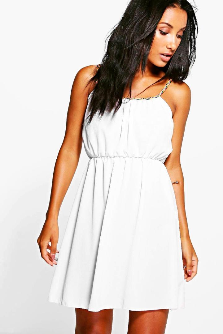 Boohoo Florence Plait Strap Beach Cover Dress White