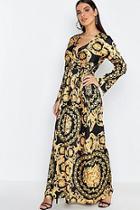 Boohoo Chain Print Wrap Front Maxi Dress