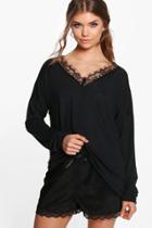 Boohoo Tall Lanie Lace Insert Jumper Black