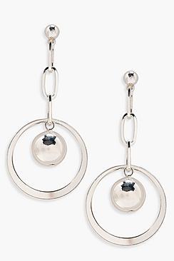 Boohoo Ava Hanging Ball Detail Hoop Earrings