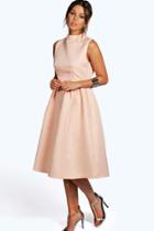 Boohoo Sana Boutique High Neck Prom Dress Nude