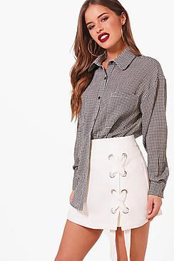 Boohoo Petite Ashlee Gingham Oversized Shirt