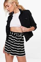 Boohoo Louise Striped Tie Belted Shorts