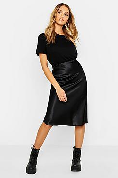 Boohoo Neon Luxe Satin Bias Cut Midi Skirt