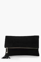 Boohoo Suedette Fold Over Clutch Bag