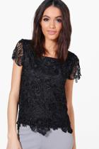 Boohoo Daisy Lace Top Black