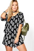 Boohoo Plus Jane Mono Short And Top Co-ord Multi