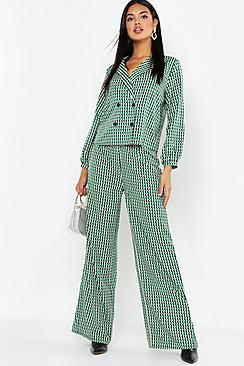 Boohoo Geo Print Wide Leg Trouser