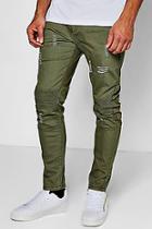 Boohoo Distressed Skinny Fit Pocket Zip Biker Jeans