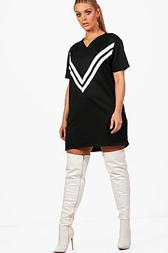 Boohoo Plus Laura Sports V Trim Sweat Dress