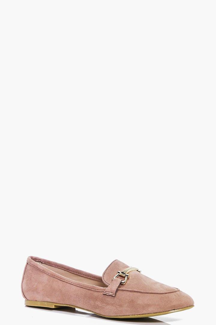 Boohoo Faye Metal Trim Loafer Blush