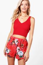 Boohoo Rosie Floral Shorts Red