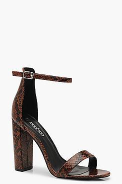 Boohoo Snake 2 Part Block Heels