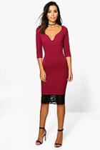 Boohoo Emma Formal Plunge Lace Hem Midi Dress