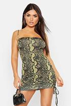 Boohoo Snake Ruched Side Strappy Bodycon Dress