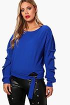 Boohoo Plus D Ring Detail Rouched Top