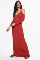 Boohoo Amelia Cold Shoulder Maxi Dress Cinnamon