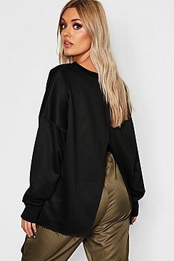 Boohoo Plus Split Back Sweat Top