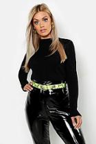 Boohoo Plus High Neck Knitted Rib Top