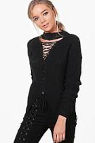 Boohoo Darcy Extreme Lace Up Detail Choker Jumper