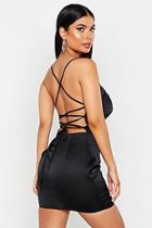 Boohoo Petite Lace Up Back Stretch Mini Dress