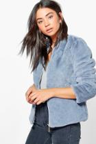 Boohoo Katie Faux Fur Bomber Grey