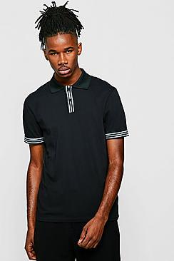 Boohoo Party Polo With Tape Cuff