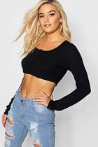 Boohoo Crop Button Up Cardigan