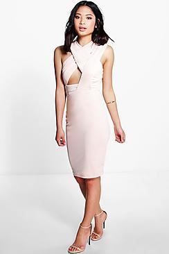 Boohoo Petite Jenna Cross Front Strappy Midi Dress