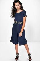 Boohoo Abby Cropped Sleeve Jersey Culottes Jumpsuit