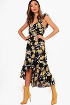 Boohoo Boutique Anne Floral Drop Hem Dress