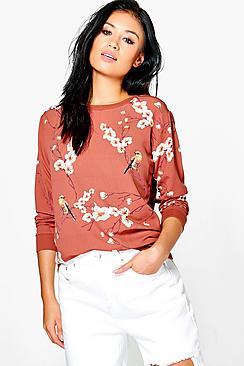 Boohoo Suzzie Woven Printed Sweat Shirt