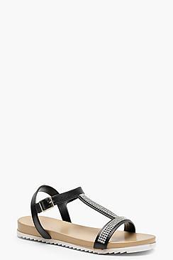 Boohoo Alice Diamante T-bar Sandals