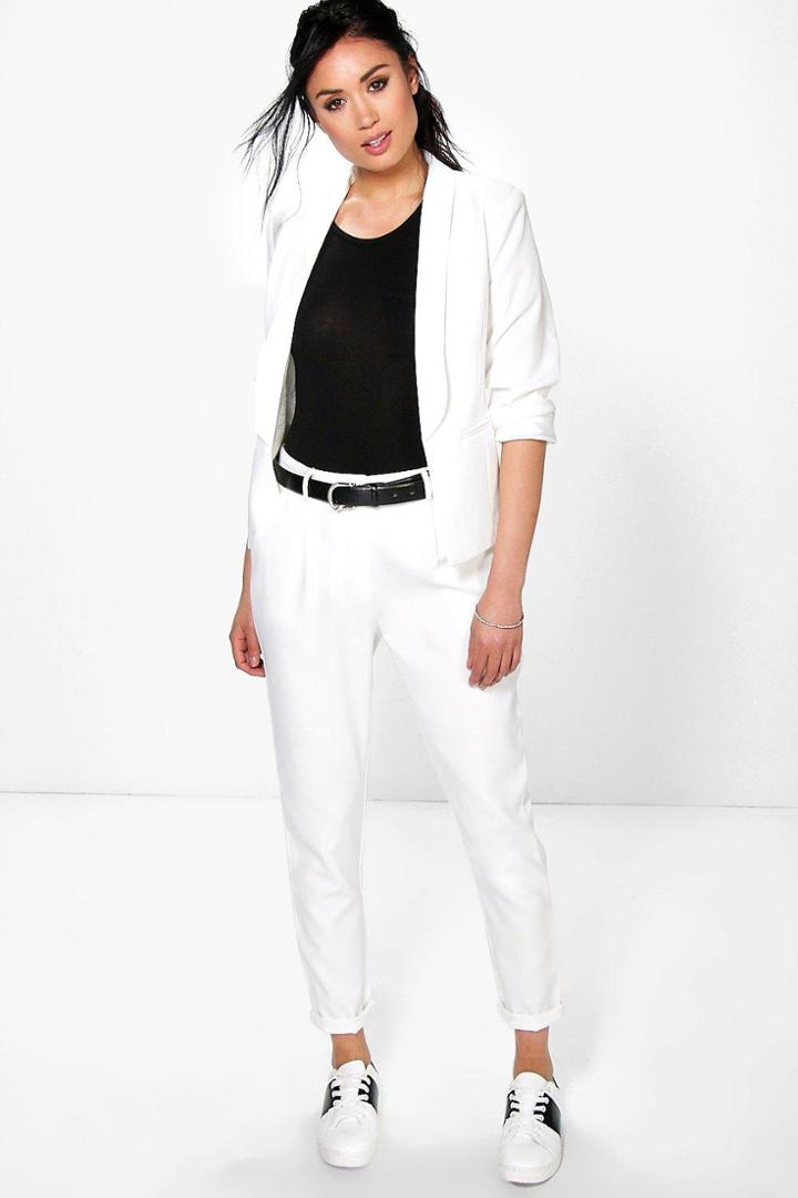 Boohoo Boutique Lottie Tailored Woven Trouser Cream