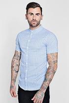 Boohoo Mini Gingham Short Sleeve Shirt In Muscle Fit