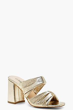 Boohoo Metallic Flared Heel Mules