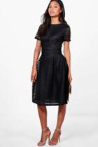 Boohoo Boutique Zaira Frill Skirted Prom Midi Dress Black