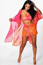 Boohoo Poppy Tie Dye Three Piece Beach Co-ord