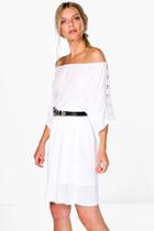 Boohoo Daisy Ruffle Mini Dress White