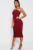 Boohoo Ribbed Bandeau Belted Midaxi Dress