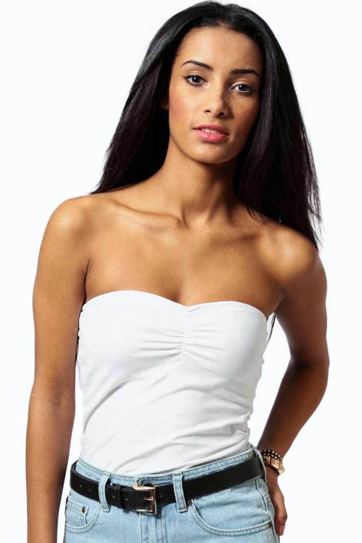 Boohoo Lou Longline Stretch Bandeau White