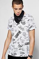 Boohoo Graffiti Print Short Sleeve T-shirt