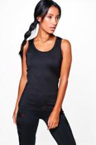 Boohoo Evie Fit Ladder Detail Running Tank Top Black