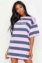 Boohoo Love Affair Embroidered Stripe T Shirt Dress