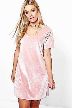 Boohoo Plus Ariana Velvet Shift Dress
