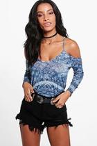 Boohoo Sarah Printed Stripy Swing Top